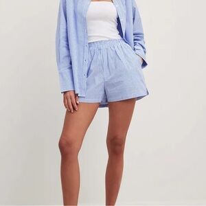 Striped Elastic Waist Cotton Shorts Size EU 34, XS